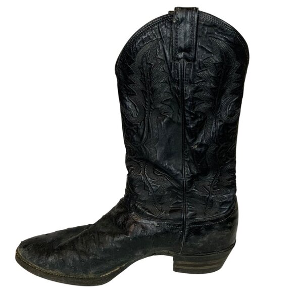 Vintage Justin Mens Full Quill Ostrich Cowboy Boots Size 11.5 E Black Western - Picture 6 of 9